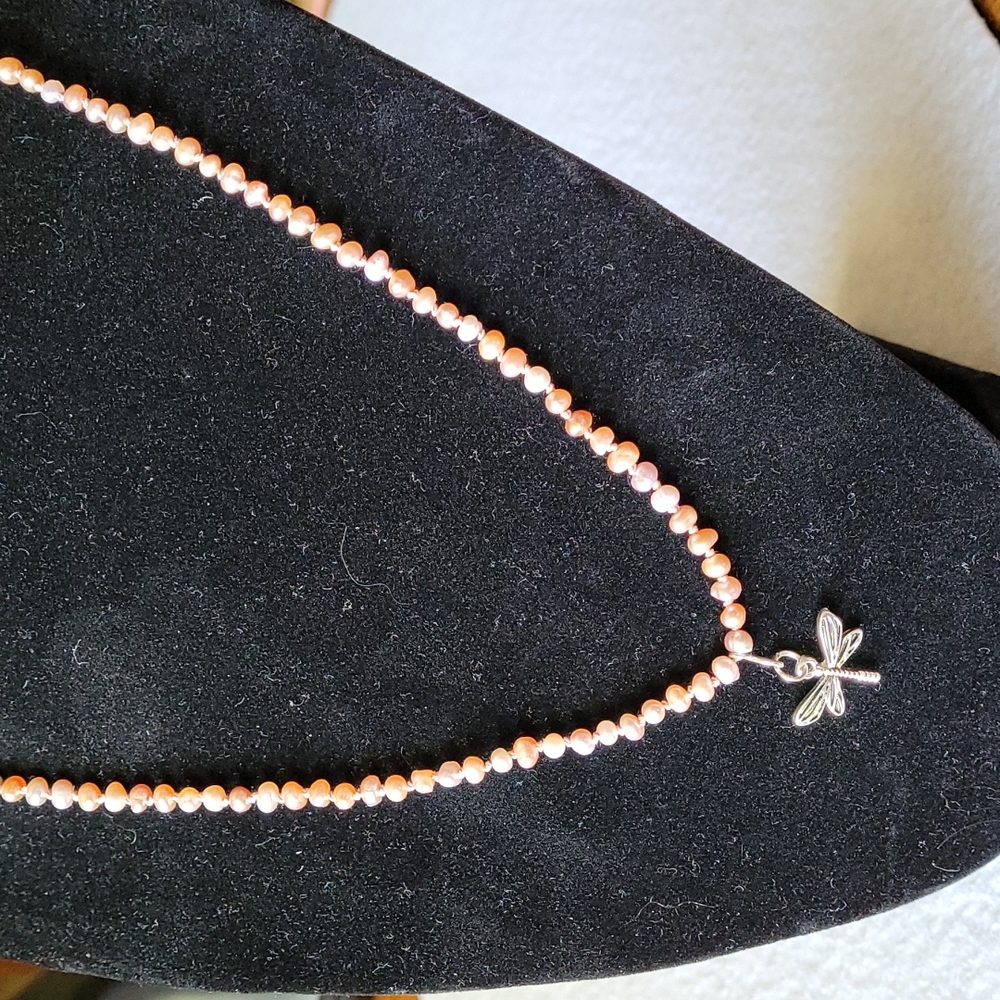 Peach/Pink Freshwater Seed Pearl Necklace